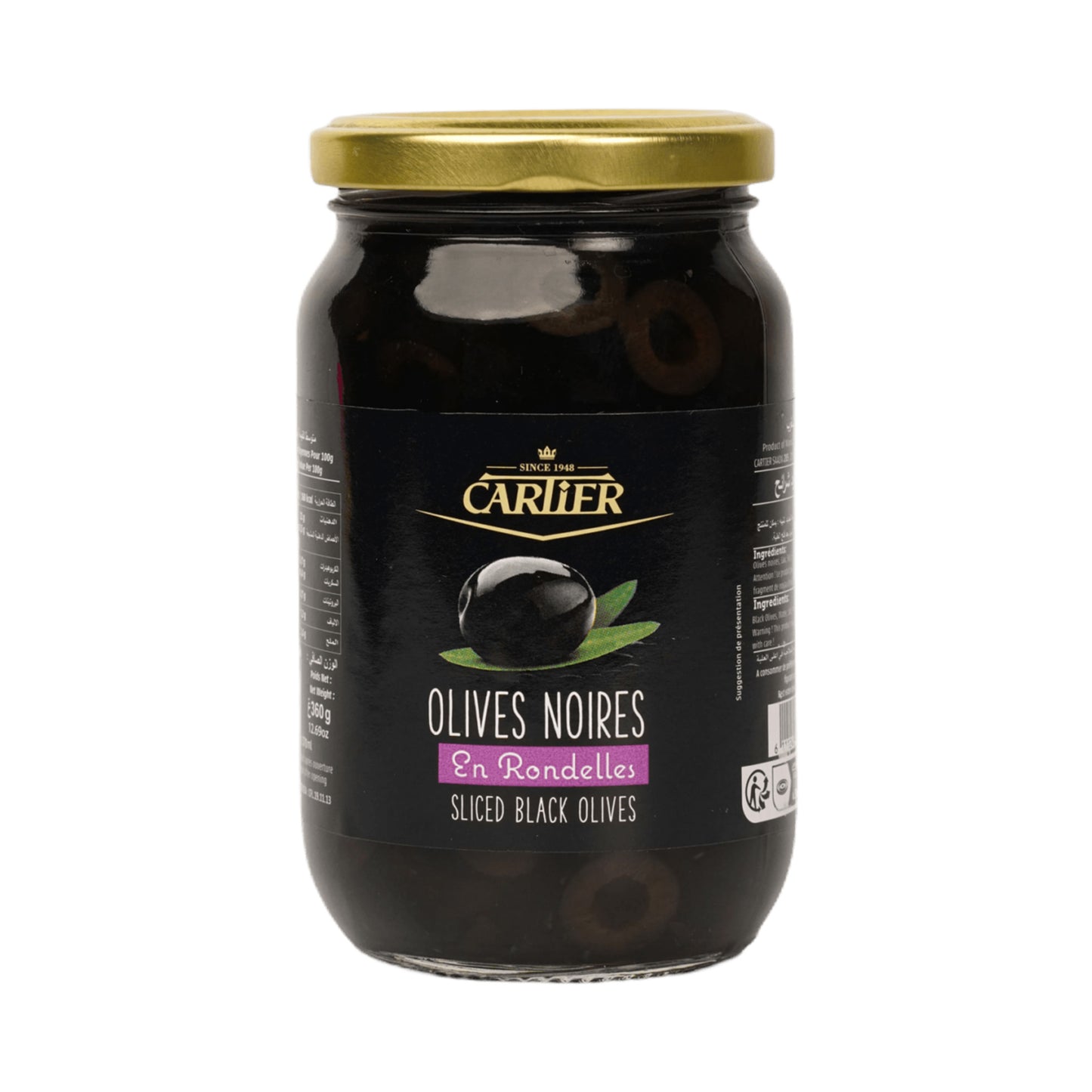 Cartier Olives Noires Confites Sliced Black Olives 1kg
