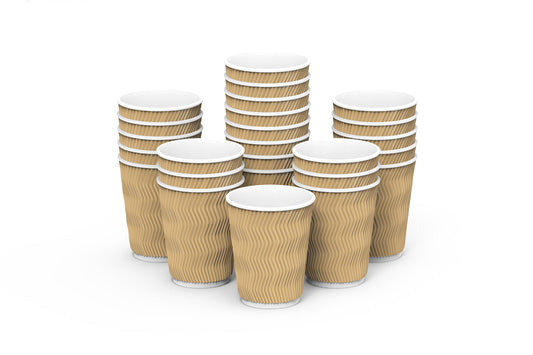 Brown Waves Ripple Cups 8oz 25 Pack