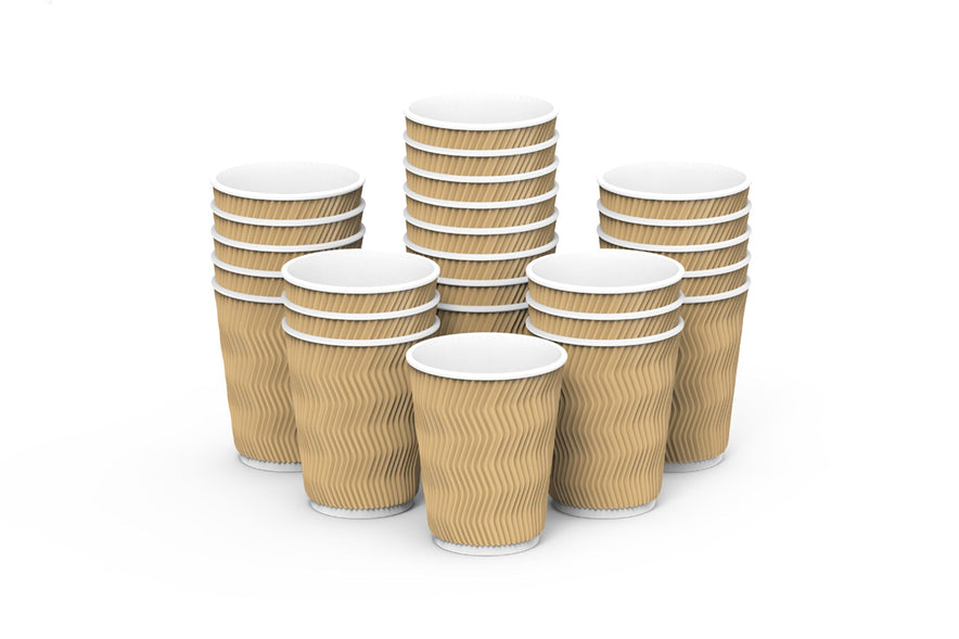 Brown Waves Ripple Cups 8oz 25 Pack