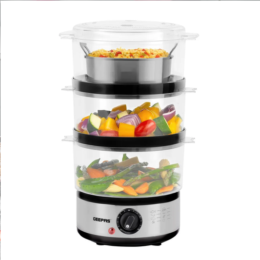 GEEPAS 7.2L Stainless Steel Electric Food Steamer With 3 Tiers