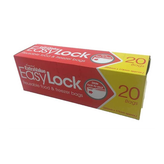 Essential Easy Lock Reusable Food & Freezer Bags 27 x 28cm) 25 pack