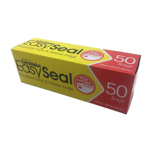 Essential Easy Lock Reusable Food & Freezer Bags (18 x 20cm) 50 pack